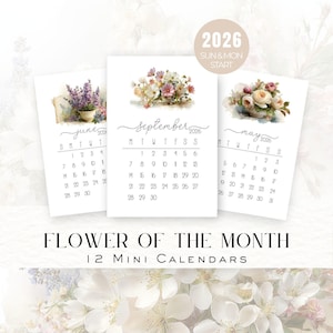 Minikalenders Bloem van de maand 2026 | Botanical Junk Journal-bijlagen