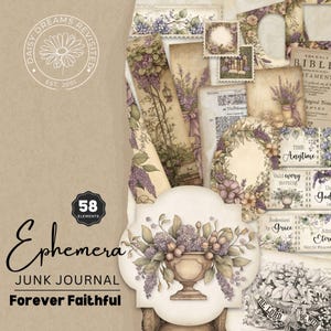Forever Faithful - Ephemera für Floral Faith Junk Journals, digitaler Download, DDJJ012J