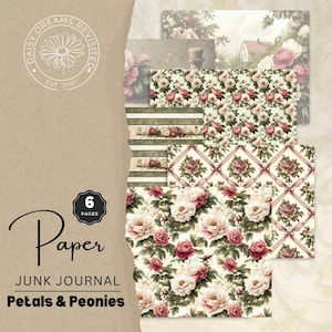 Petals & Peonies Junk Journal Dekorpapier - Druckbare florale Ephemera - Natur inspiriert - digitaler Download, DDJJ010D