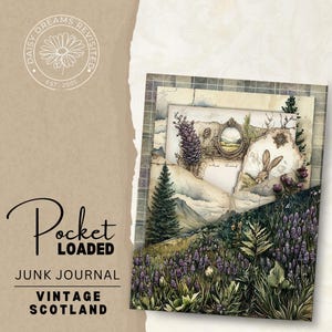Vintage Scotland Junk Journal Loaded pockets, Printable, Digital Download, Vintage Ephemera, DDJJ018G