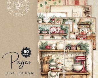 Suger & Spice Christmas Bakery 60 Pack Pages Bundle, Junk Journal  Kit, Vintage Christmas Tags, Digital Download, DDRJJ003F