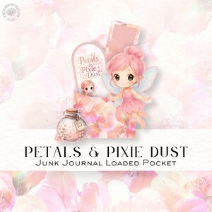 Pétalos y polvo de hadas – Kit imprimible de diario basura con bolsillos DDJJ038O4