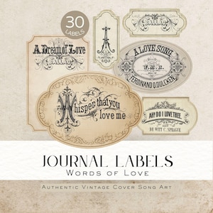 Words of Love Word Art Junk Journal Labels | Digital Download