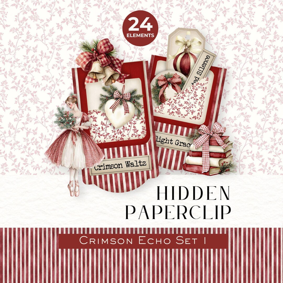 Crimson Echo Set 1 Hidden Paperclips, Christmas Journal Embellishments ...