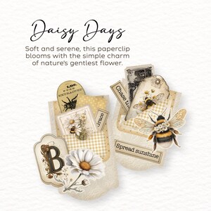 Bee Junk Journal Kit: Printable Ephemera, Hidden Paper Clips (Digital Download) image 5
