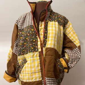 Handmade upcycled quilted bomber jacket with dolman sleeves and zipper