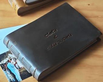 Lädergästbok, polaroid gästboksskylt, fotogästbok, lädergästbok, läderfotoalbum för bröllop, bröllopsgästbok