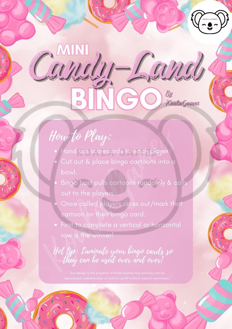Candy-land Themed Bingo Game - Etsy