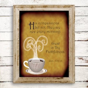 Lamentations 3:22-23, Great is Thy Faithfulness Bible Verse Digital Art Print Instant Download Christian Art, Home Decor, Wall Art