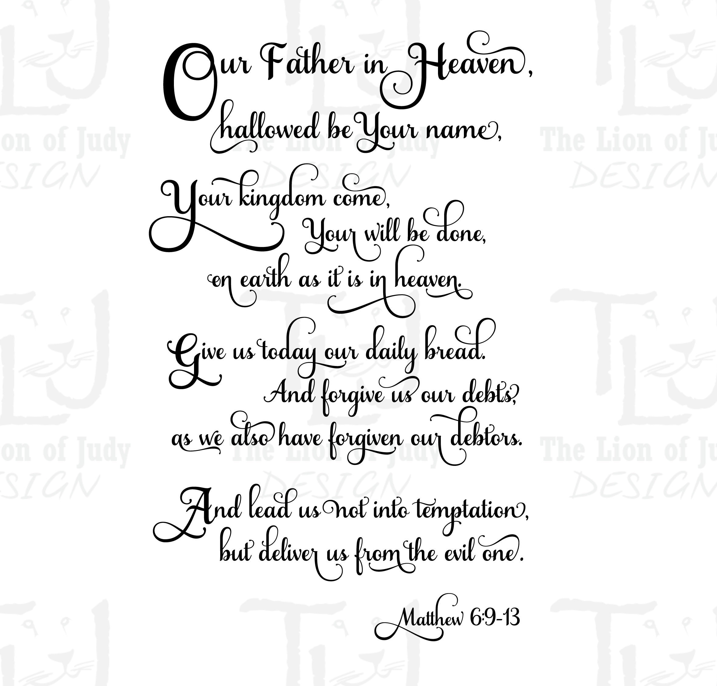 Matthew 6 9 13 The Lord S Prayer Niv Version Etsy