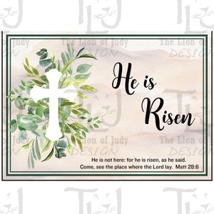 Biglietto di Pasqua stampabile "Egli è risorto" con Matt 28:6