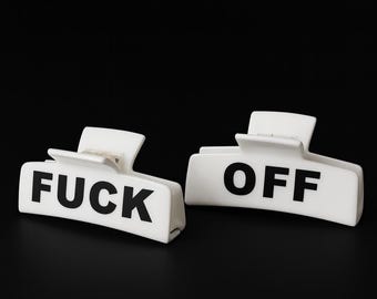 Edgy 'Fuck Off' Hair Clip: Bold Rebel Accessory