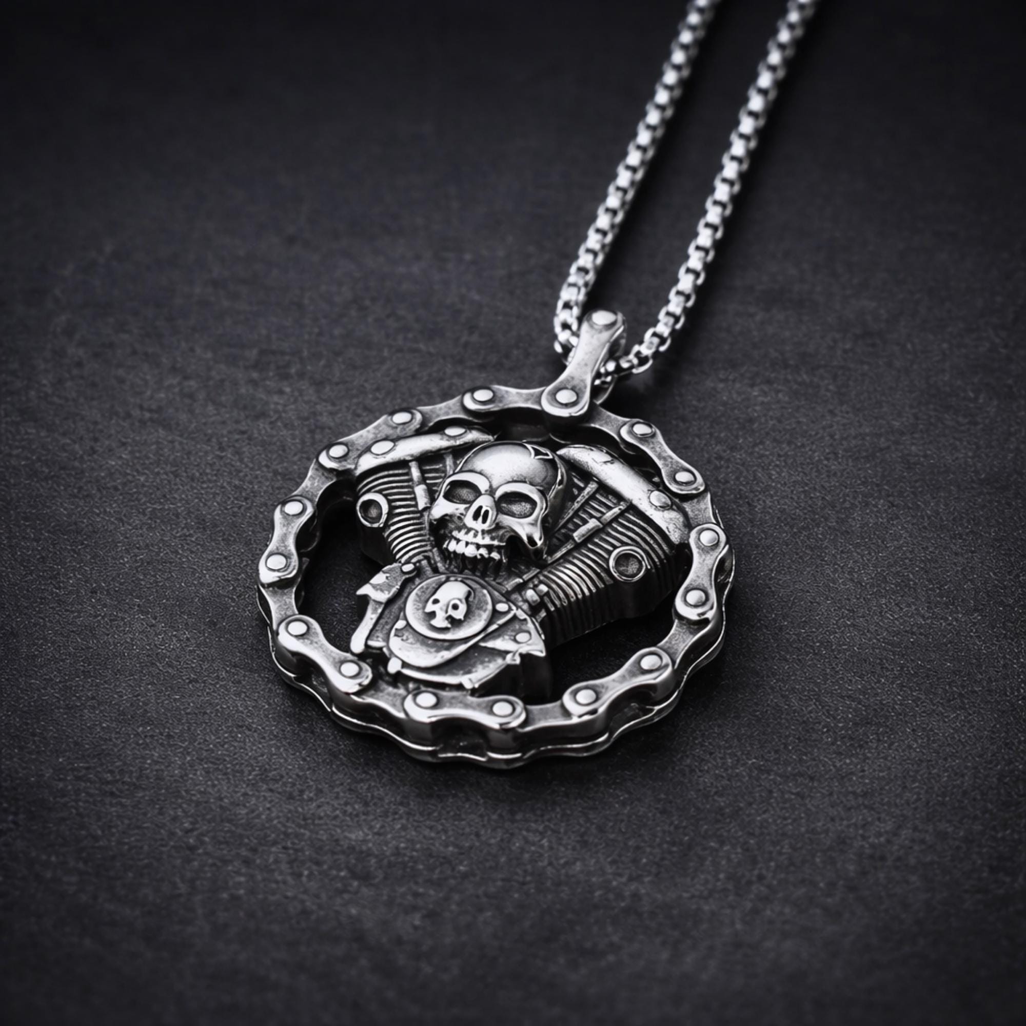 Harley Davidson Skull Necklace - Etsy