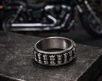 Titanium Motorcycle Chain Ring for Men, Durable Biker Style Band