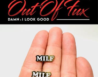 MILF Gold and White Stainless Steel Stud Earrings for Her - Feminine Strong Statement Earrings - Inappropriate Funny Earrings Free Shipping
