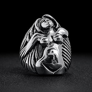 Heavy Stainless Steel Biker Ring: Skull Bandana Statement Jewelry for Men Sizes 9-13