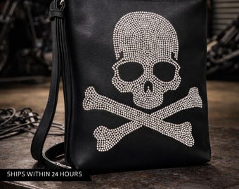 Rhinestone Skull Crossbody Bag, Edgy Faux Leather Purse - Etsy