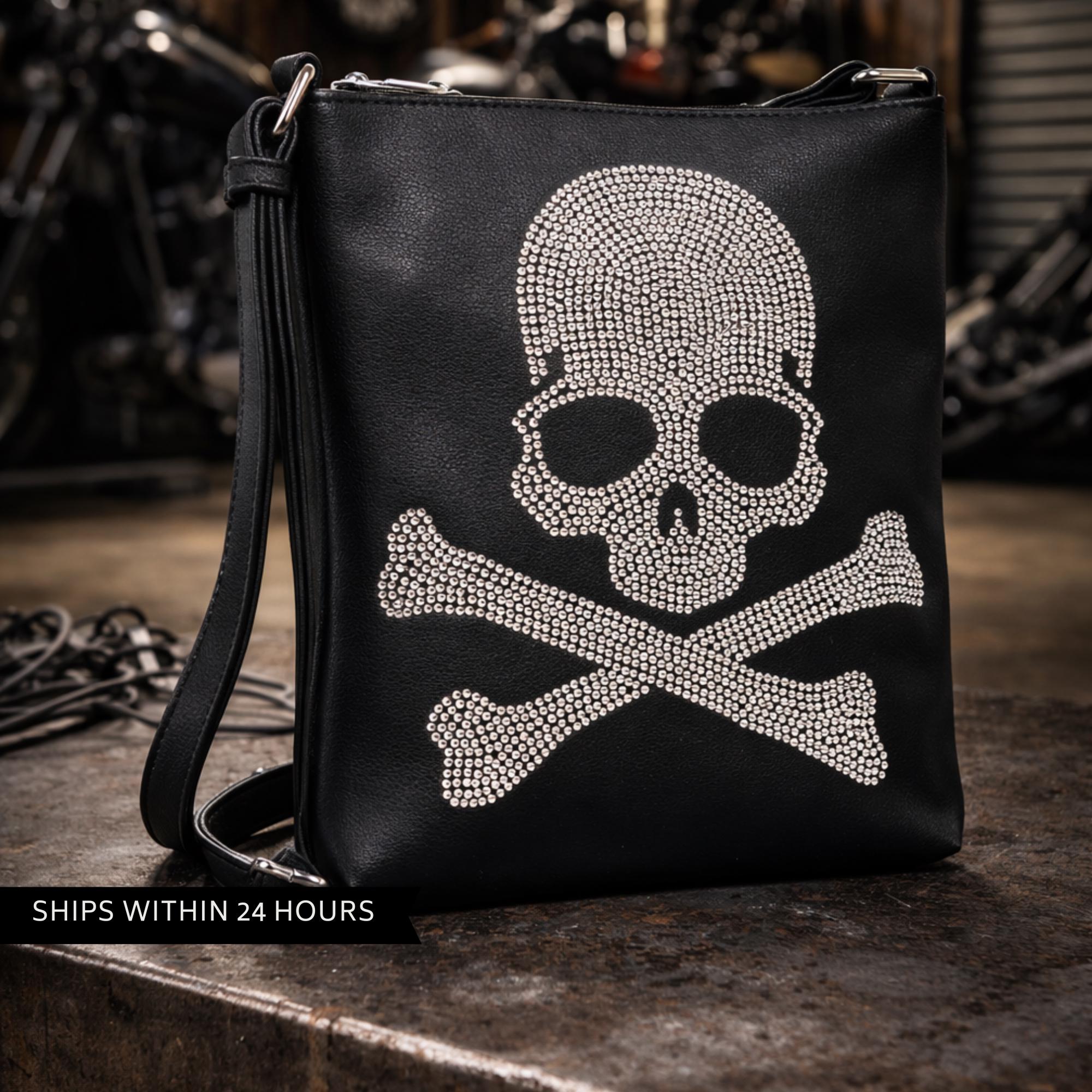 Rhinestone Skull Crossbody Bag, Edgy Faux Leather Purse - Etsy