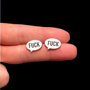 Funny Swear Word Stud Earrings, Speech Bubble Statement Earrings with Stainless Steel Posts