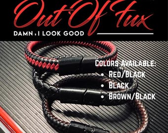 Biker Leather Bracelet for Men: Braided Motorcycle Band