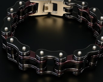Black & Purple Biker Chain Bracelet: Heavy Steel Jewelry for Men