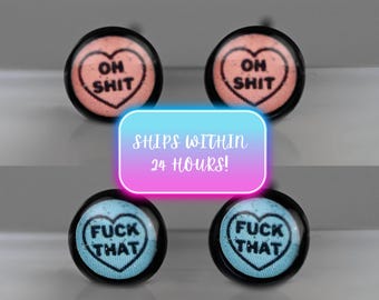 Small Swear Word Stud Earrings Edgy Statement Jewelry Cuss Words Funny Womens Earring Unique Rebellious Various Colors Fast Free Shipping