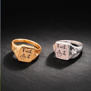 Square 'Fuck It' Ring: Bold Alloy Statement Jewelry