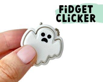 Ghost Clicker Fidget Keyring | White Sensory Toy
