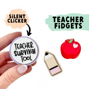 Set de juguetes antiestrés para profesores / Juguetes antiestrés silenciosos y con clic para el aula o regalo / Herramienta de supervivencia para profesores / Manzana / Lápiz / Juguetes antiestrés sensoriales de bolsillo