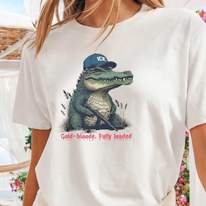 Cold Blooped Alligator Graphic Tee, Alligator Unisex Cotton T-Shirt, Casual Wear, Crocodile shirts, Unique Graphic Tee, Swamp Life tee