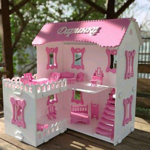 Wooden Miniature Dollhouse with Furniture: Montessori Baby Toy
