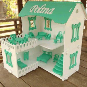 Personalized Wooden Dollhouse with Furniture,Eco-Friendly Toy