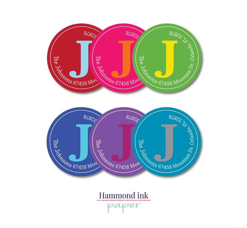 Return Address Label Sticker with Initial