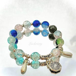 Crystal Beaded Bracelet Blue Crystal Fengshui Lucky
