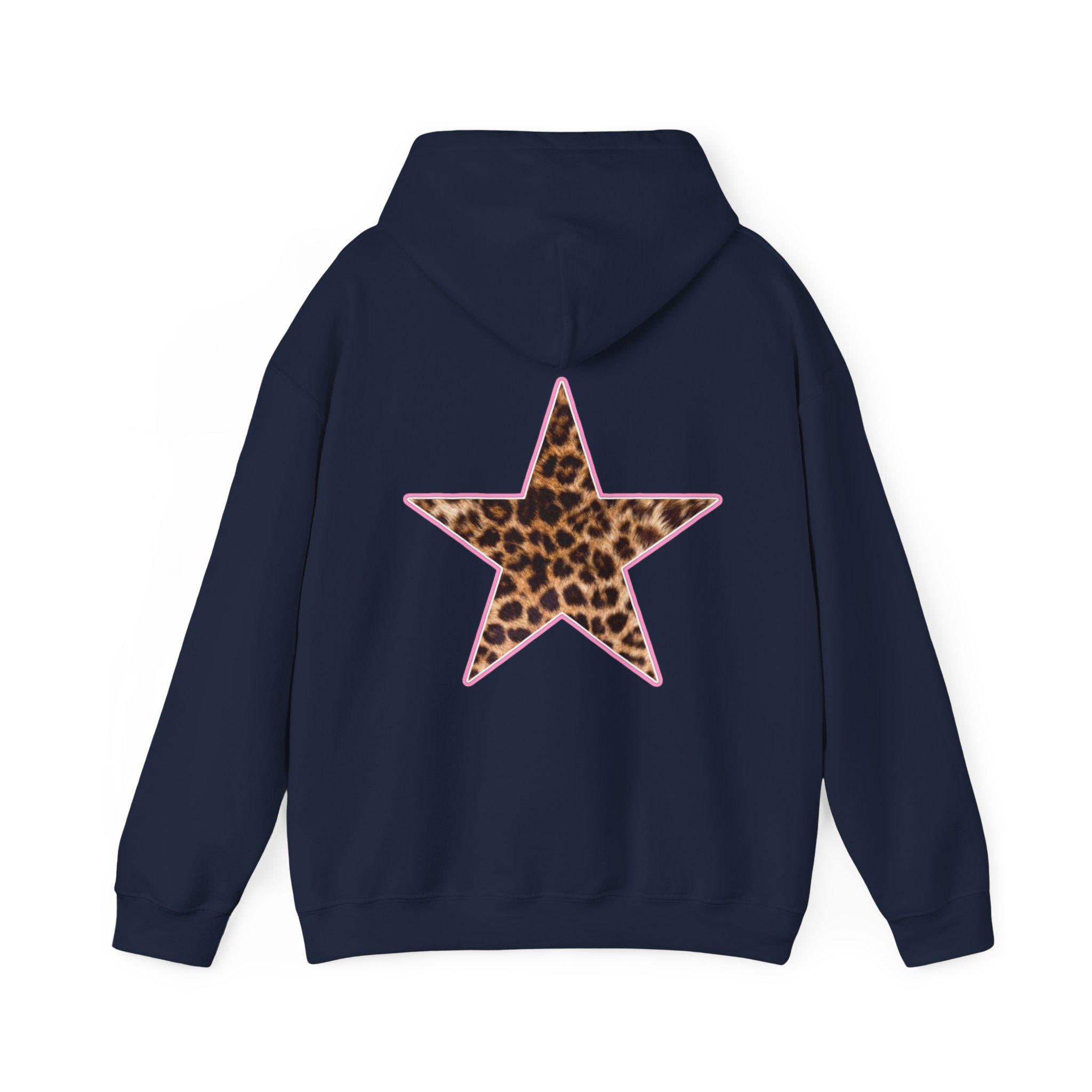SeasideAngels444 Pink Leopard Print Star Hoodie Y2K Sweatshirt Trendy Women s Clothes Leopard Print Clothes Aesthetic Oversized Sweatshirt Y2K Hoodie AHS