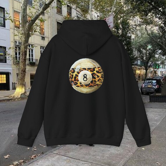 Leopard Print 8 Ball Hoodie, Y2K Women