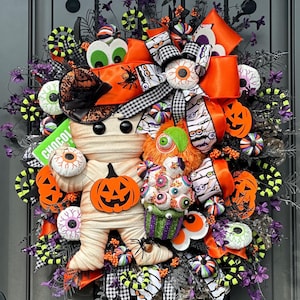 Halloween Mummy Wreath, Mummy Wreath, Halloween Wreath, Spooky Wreath