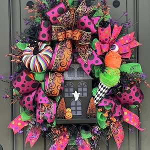 Halloween Wreath, Haunted House Halloween Wreath, Haunted Halloween Wreath, Spooky Halloween Wreath