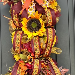 Fall Sunflower Wreath, Fall Sunflower Swag, Sunflower Wreath, Sunflower Swag