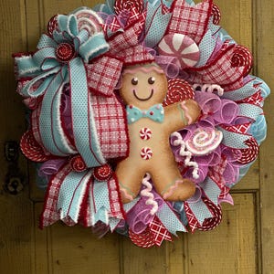 Gingerbread Wreath, Gingerbread Peppermint Wreath, Peppermint Wreath, Gingerbread Christmas Wreath, Christmas Wreath