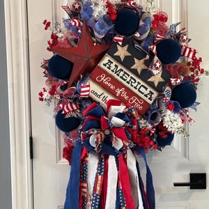 Red White & Blue Americana Wreath, Patriotic Wreath, 4th of July Wreath, Memorial Day Wreath, Summer Wreath