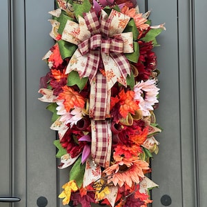 Fall Wreath, Fall Sunflower & Leaves Wreath, Fall Sunflower Swag, Fall Swag, Fall Sunflower Swag