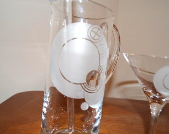 Vintage 2000 Rogaska Martini set 1 each Pitcher, Stir Stick and 1 Glass
