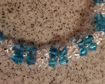 Blue and Clear crystal bracelet 7"to 8"