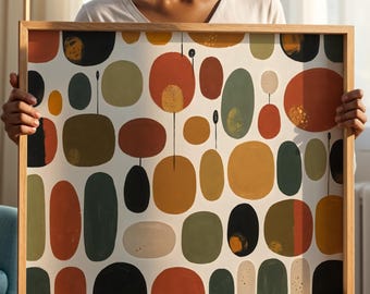 Abstrakte moderne Malerei, geometrischer Druck Boho, Eklektische Wandkunst (Digitaler Download)