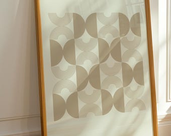 Geometrisch Abstrakt Print, Bauhaus Neutral Wandkunst, Moderne Beige Minimalistische Wandkunst (Digitaler Download)