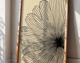 Minimalistische Blumenlinie Kunstdruck | Moderne botanische Wohnkultur | Neutrale Wandkunst (Digitaler Download)
