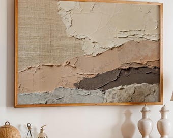 Beige abstrakte Wandkunst, neutrales modernes Wanddekor, strukturierter neutraler abstrakter Druck (Digitaler Download)