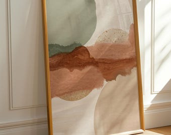 Abstrakte Moderne Wand Kunst, Erdige Aquarell Druck, Abstraktes Bild, Organische Formen Poster (Digitaler Download)