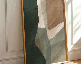 Abstrakte moderne Wandkunst, neutraler abstrakter Druck, grüner abstrakter Druck, erdige moderne druckbare Kunst | Digitaler Download
